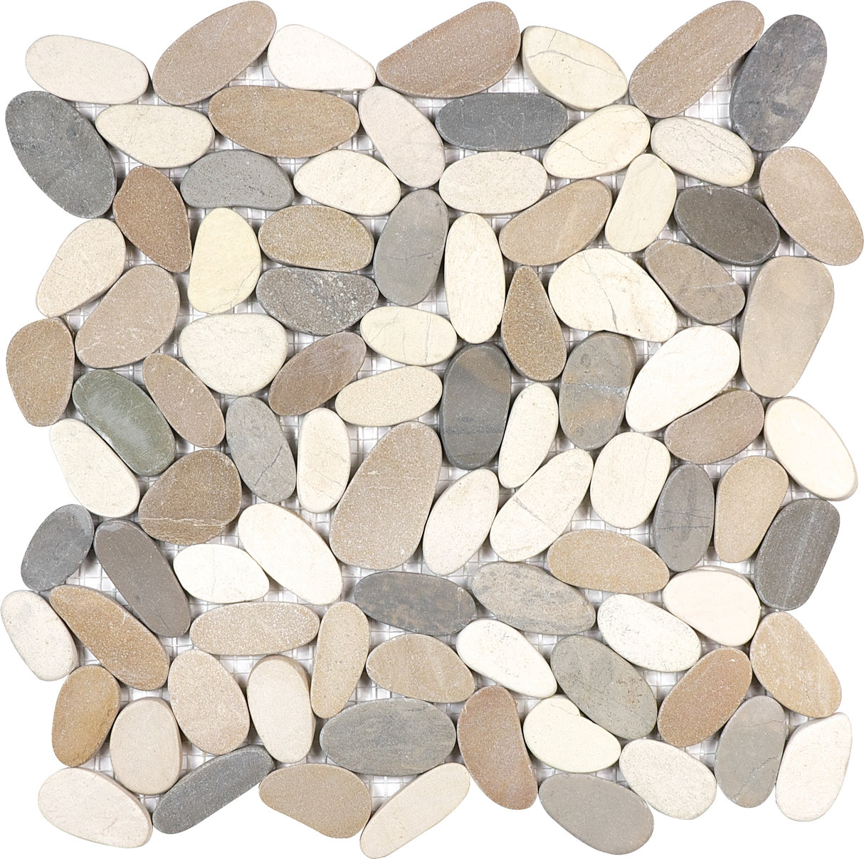 Zen Harmony Warm Blend Flat Pebble Stone Polished Mosaic