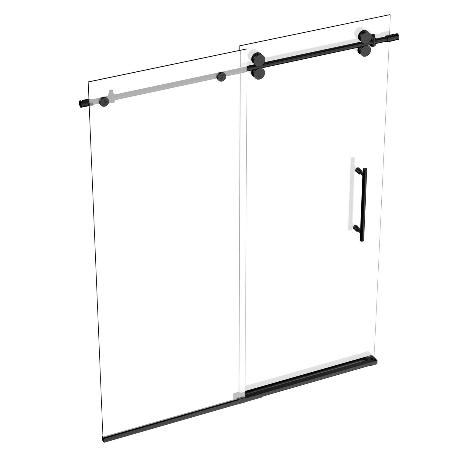 Ivanees Single Sliding Frameless Shower Door 8mm Clear Tempered Glass - Barn Door Style