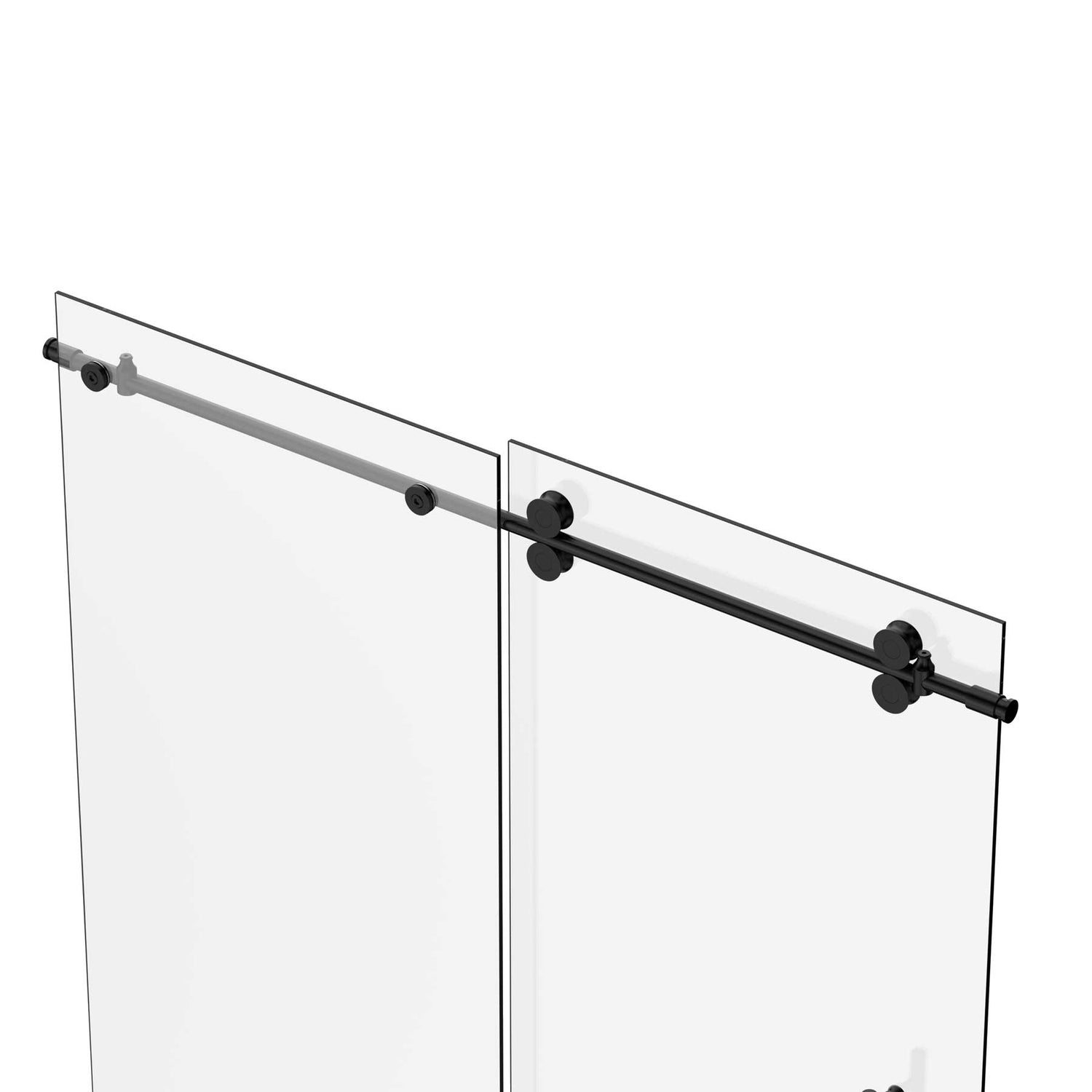 Ivanees Single Sliding Frameless Shower Door 8mm Clear Tempered Glass - Barn Door Style