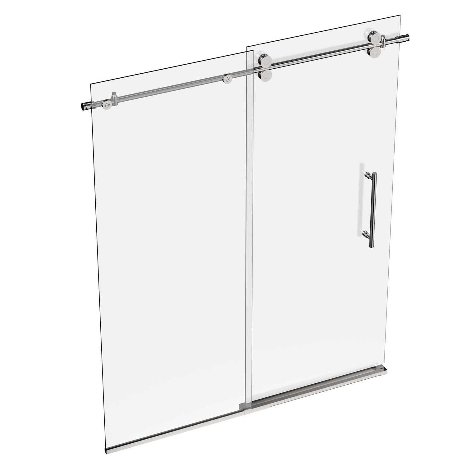 Ivanees Single Sliding Frameless Shower Door 8mm Clear Tempered Glass - Barn Door Style
