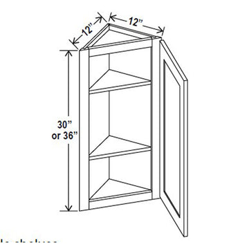 Angle Wall Cabinet - 12W x 36H x 12D - Aspen Charcoal Grey - RTA
