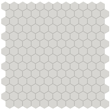 1 In Hexagon Soho Halo Grey Matte Glazed Porcelain Mosaic