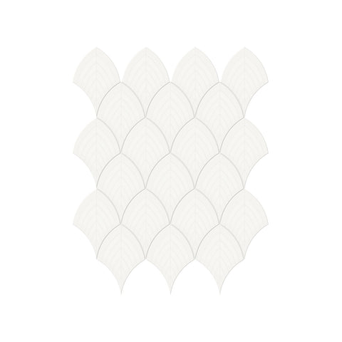 Scallop Soho Canvas White Glossy Glazed Porcelain Mosaic