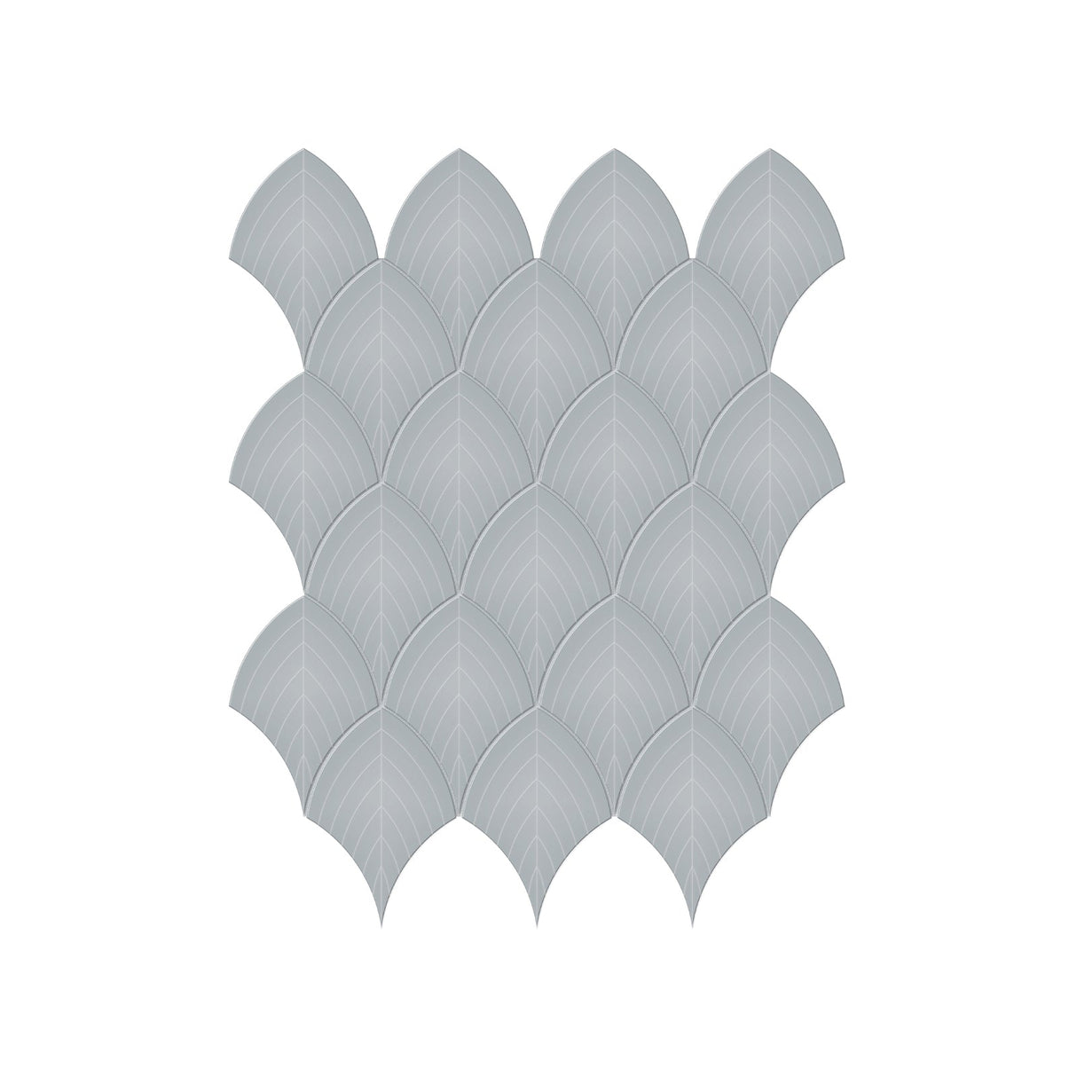 Scallop Soho Cloud Blue Glossy Glazed Porcelain Mosaic