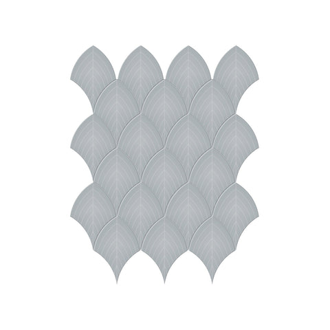 Scallop Soho Cloud Blue Glossy Glazed Porcelain Mosaic