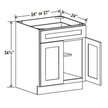 Kitchen Base Cabinets - 24W x 34-1/2H x 24D - Aspen Charcoal Grey - RTA