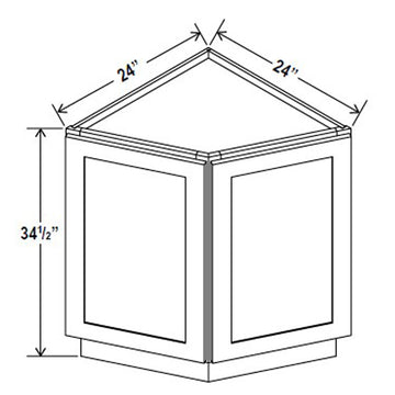 Angle Base Cabinet - 24W x 34-1/2H x 24D - 2D - Aspen Charcoal Grey - RTA