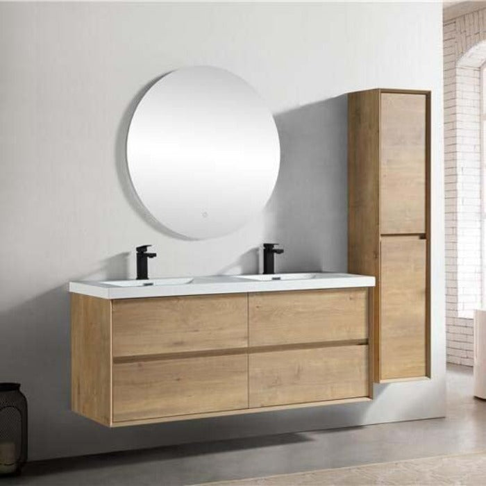 Luxury Kingdom Floating / Wall Mounted Bathroom Vanity With Acrylic Sink, Farmhouse Bath Vanity W/ Storage Cabinet
