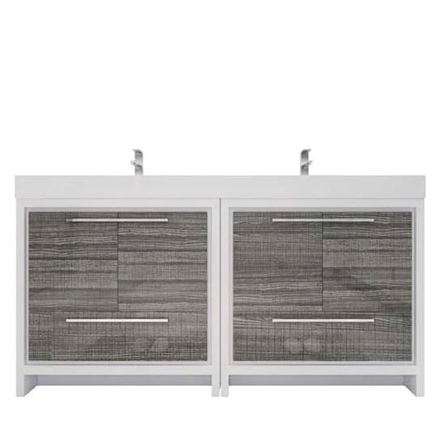 Elegant Ashley Freestanding Bathroom Vanity With Reinforced Double Acrylic Sink, Soft Closing Drawers & Doors