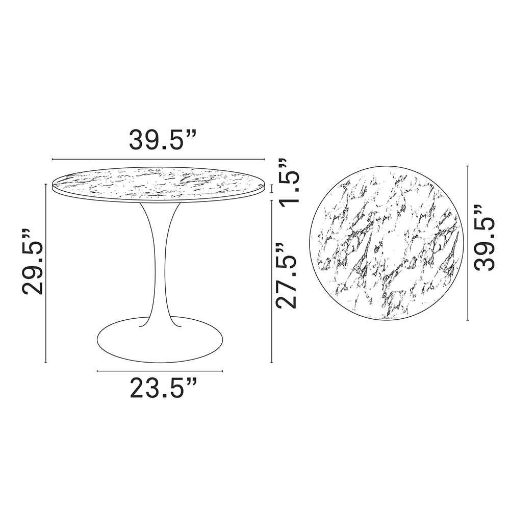 Lippa 40" Round Artifical Marble Dining Room Table Set - Modern Dining Table Set - BUILDMYPLACE