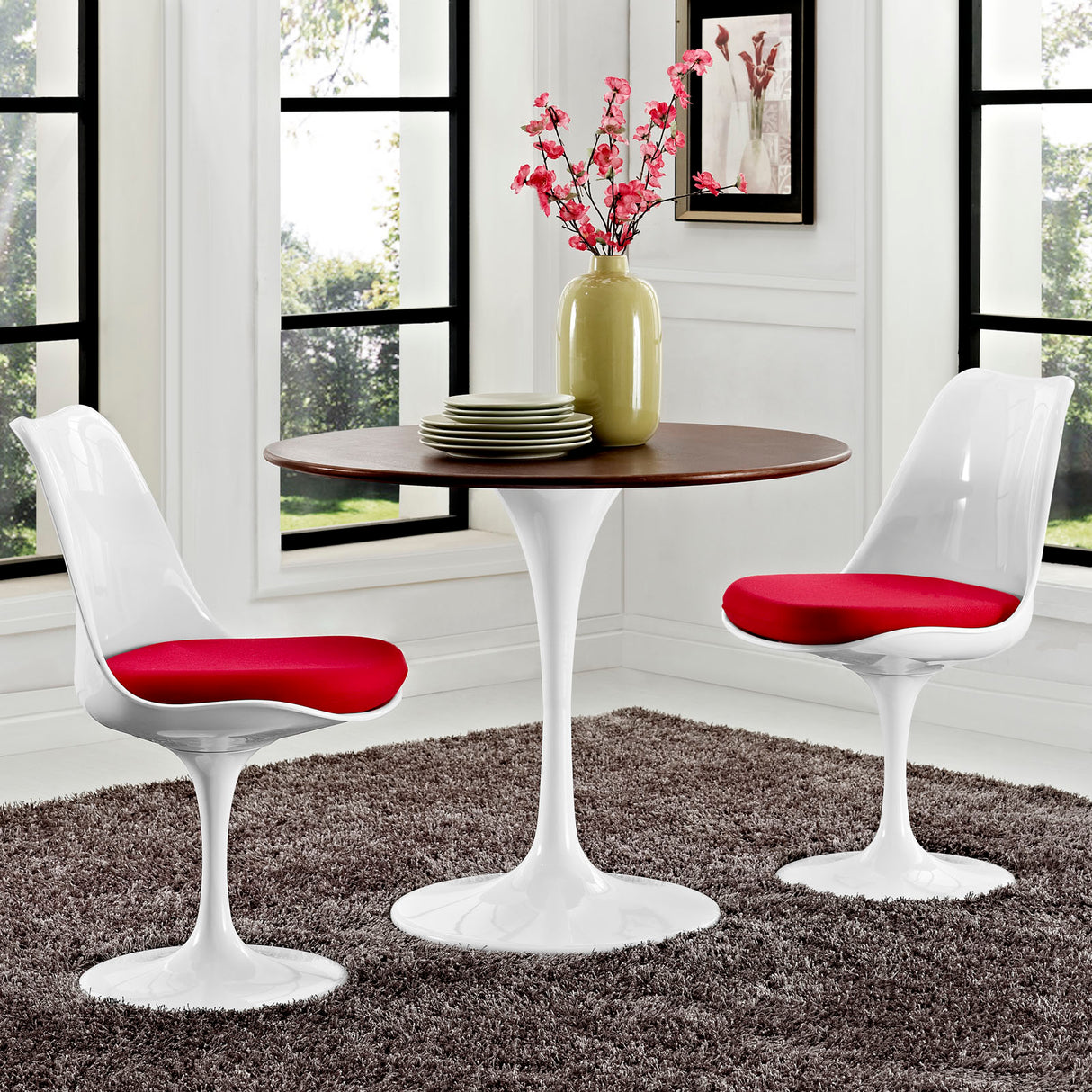 Lippa 36" Round Dining Room Table Set - Modern Dining Table Set - Walnut - BUILDMYPLACE