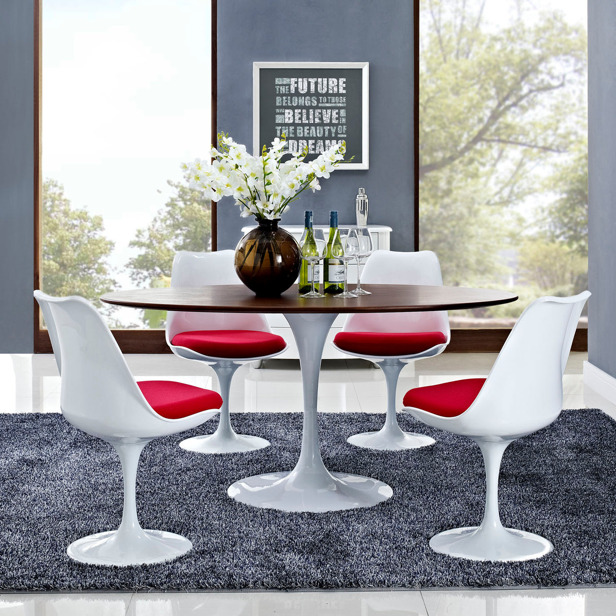 Lippa 60" Oval Walnut Dining Table Walnut - BUILDMYPLACE