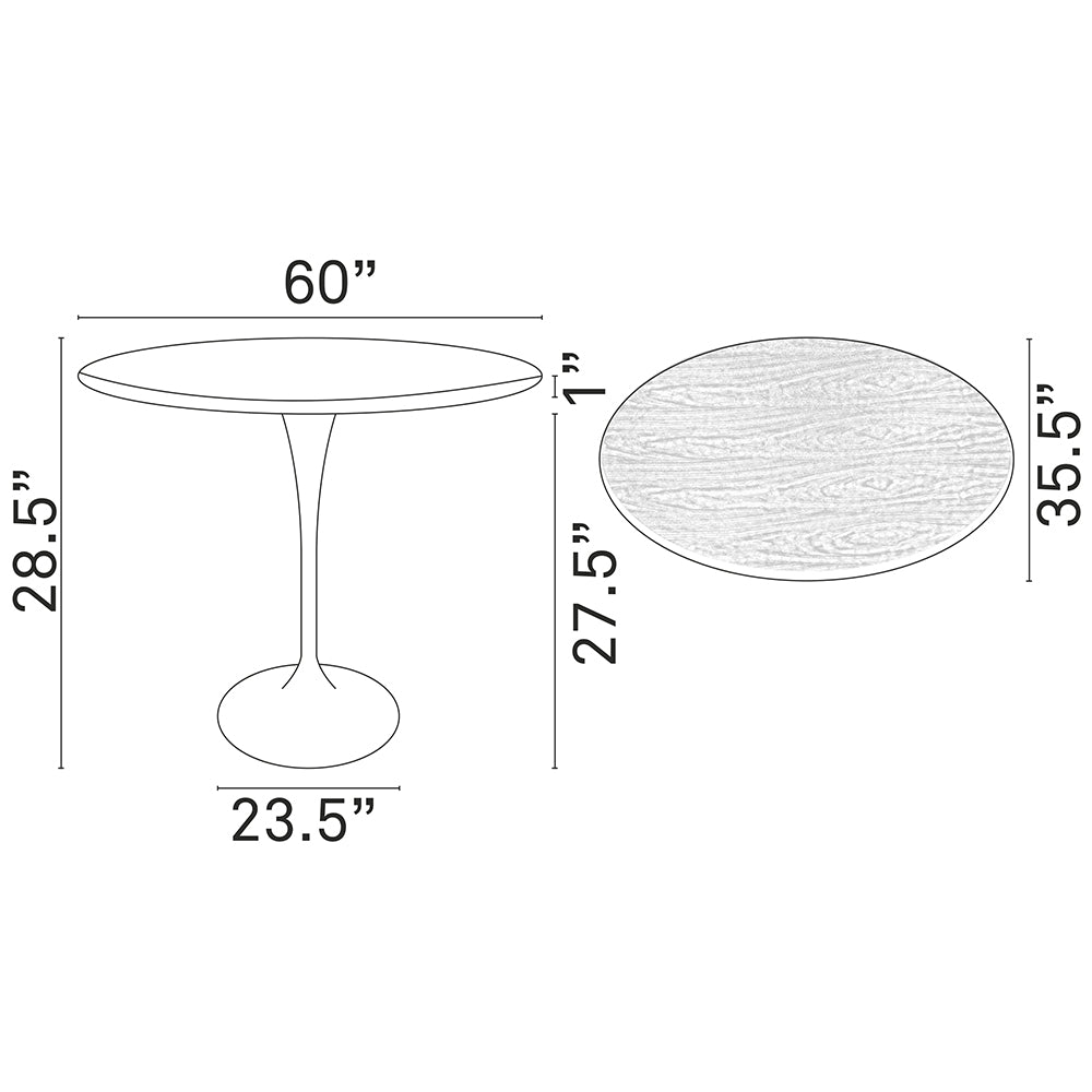 Lippa 60" Oval Walnut Dining Table Walnut - BUILDMYPLACE