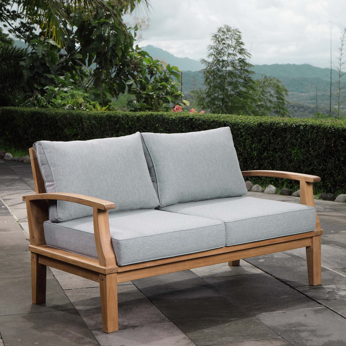 Marina Outdoor Patio Teak Loveseat - BUILDMYPLACE