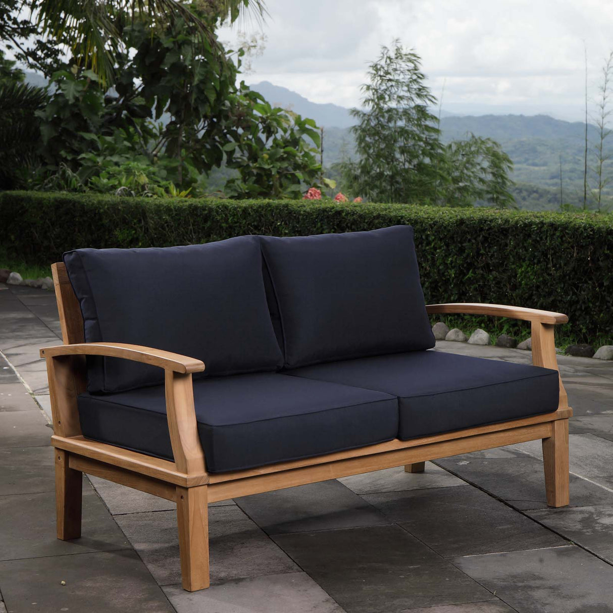 Marina Outdoor Patio Teak Loveseat - BUILDMYPLACE