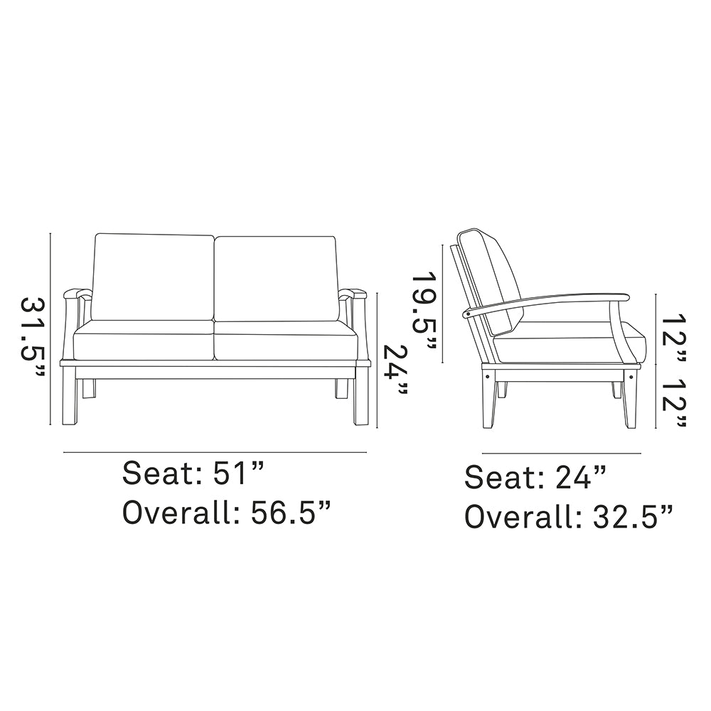 Marina Outdoor Patio Teak Loveseat - BUILDMYPLACE