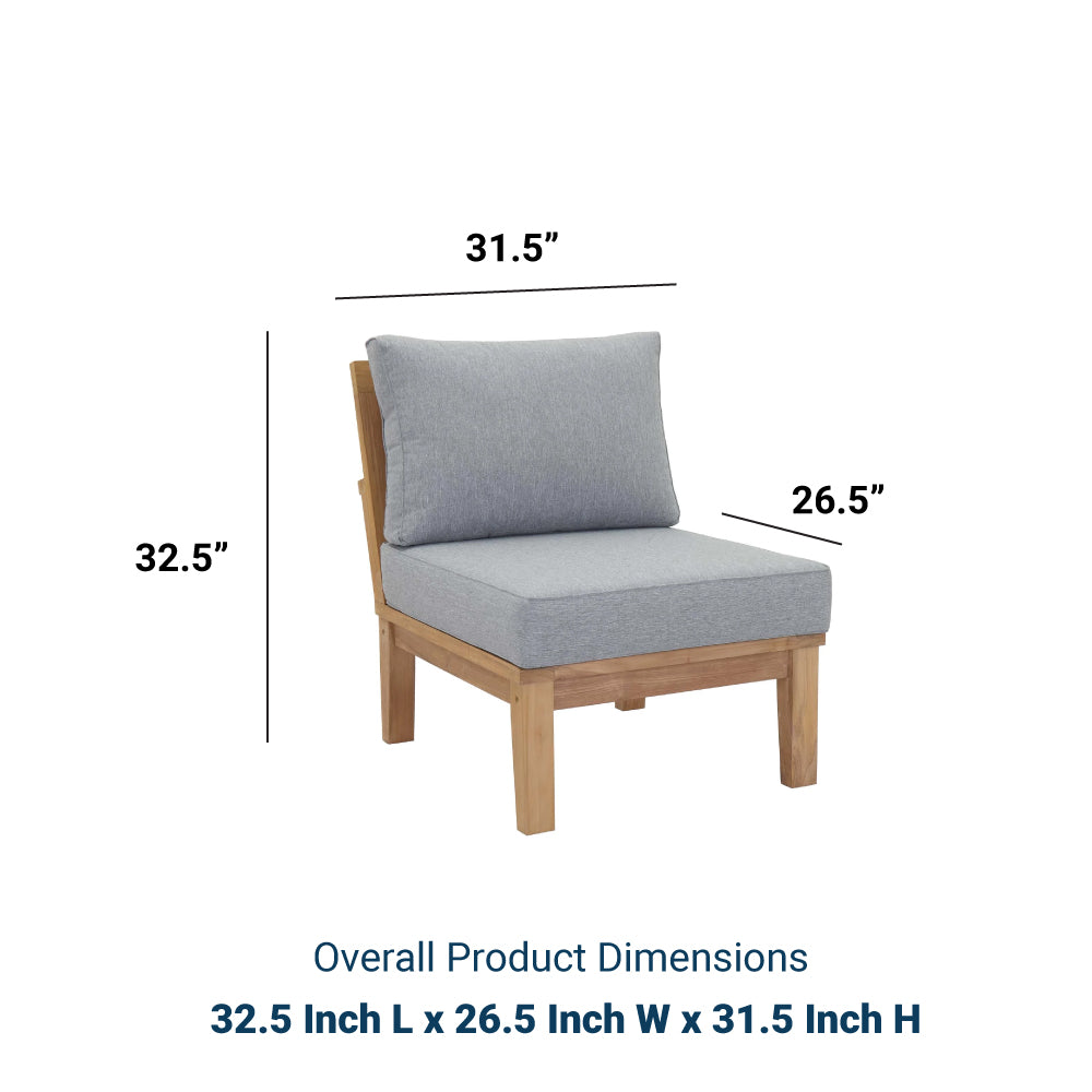 Marina Armless Outdoor Patio Teak Sofa - BUILDMYPLACE