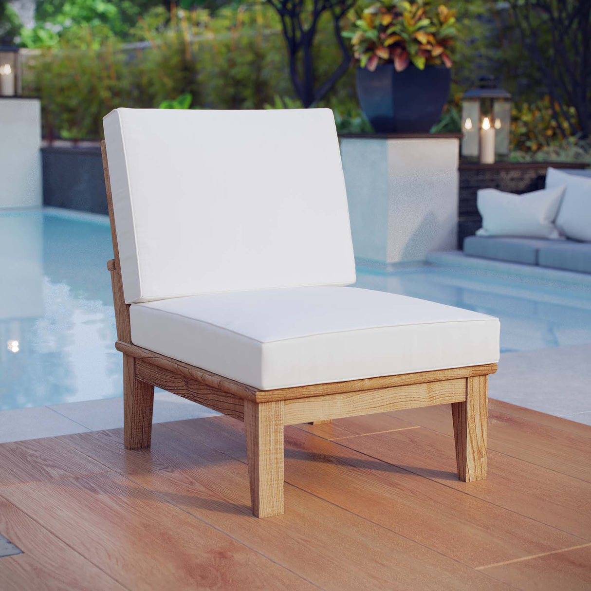 Marina Armless Outdoor Patio Teak Sofa - BUILDMYPLACE