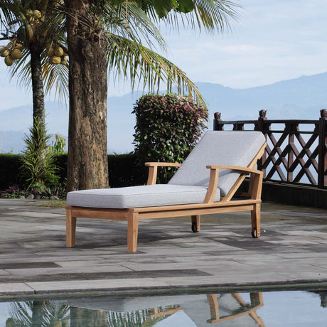 Marina Outdoor Patio Teak Single Chaise - BUILDMYPLACE