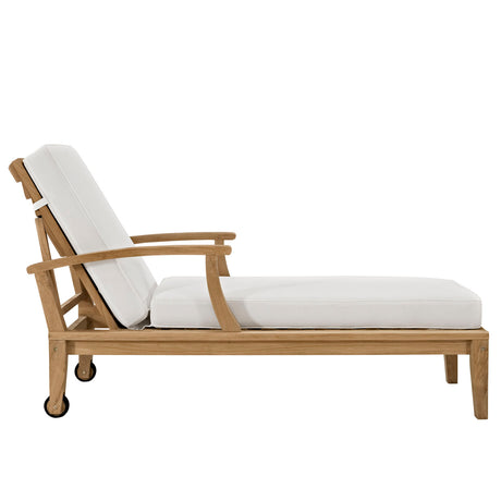 Marina Outdoor Patio Teak Single Chaise - BUILDMYPLACE