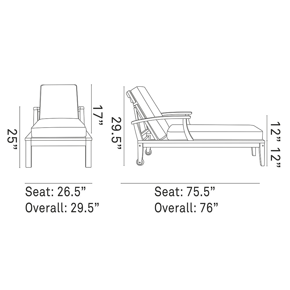 Marina Outdoor Patio Teak Single Chaise - BUILDMYPLACE