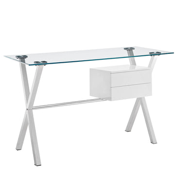 Stasis Contemporary Modern Glass Top Office Desk-Living room Furniture