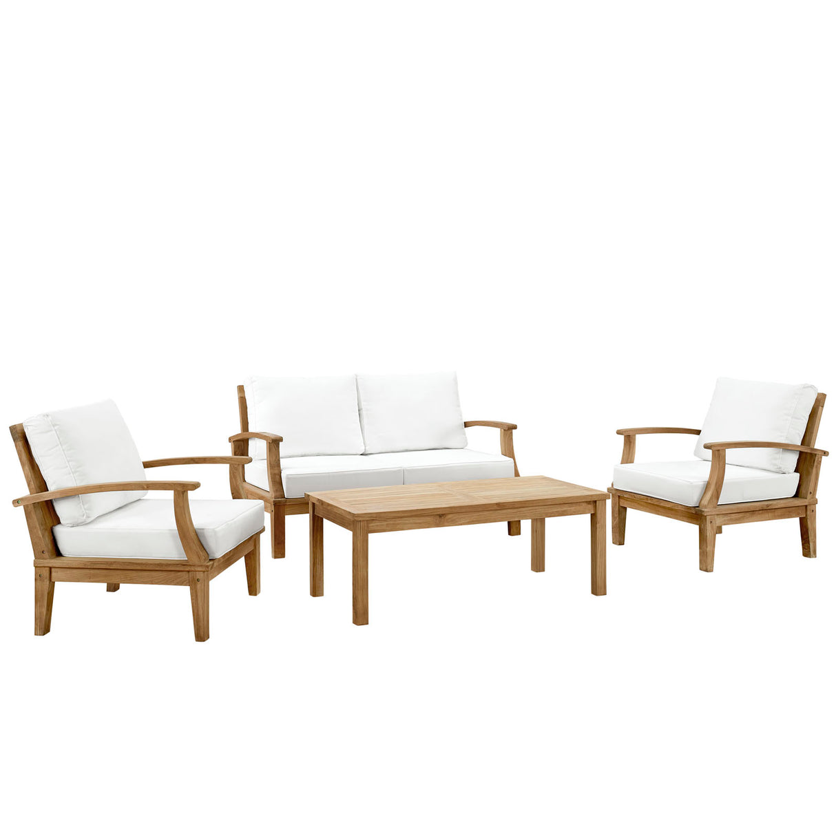 Marina 4 Piece Two Armchair Outdoor Patio Teak Set - BUILDMYPLACE
