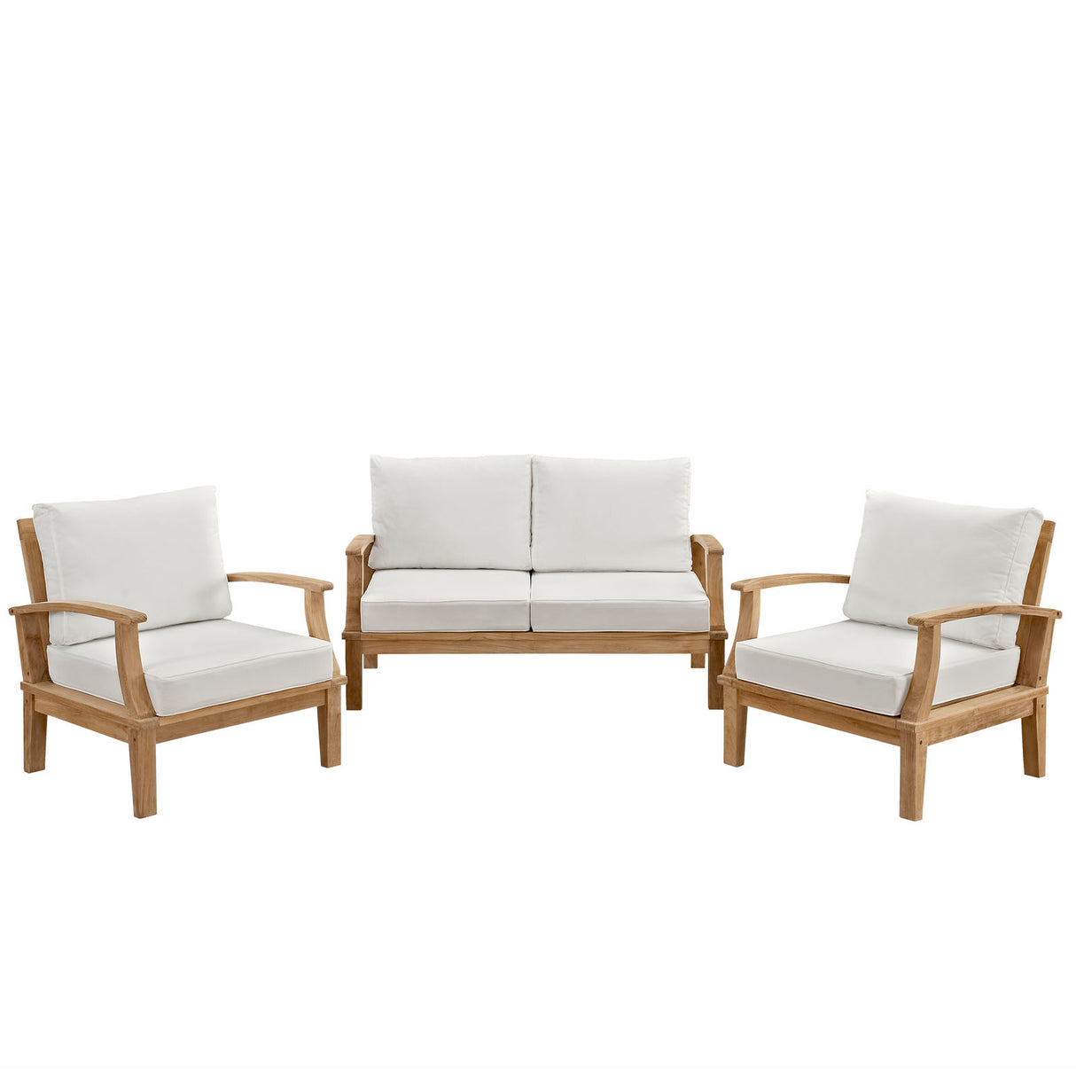 Marina 3 Piece one Sofa Outdoor Patio Teak Set - BUILDMYPLACE