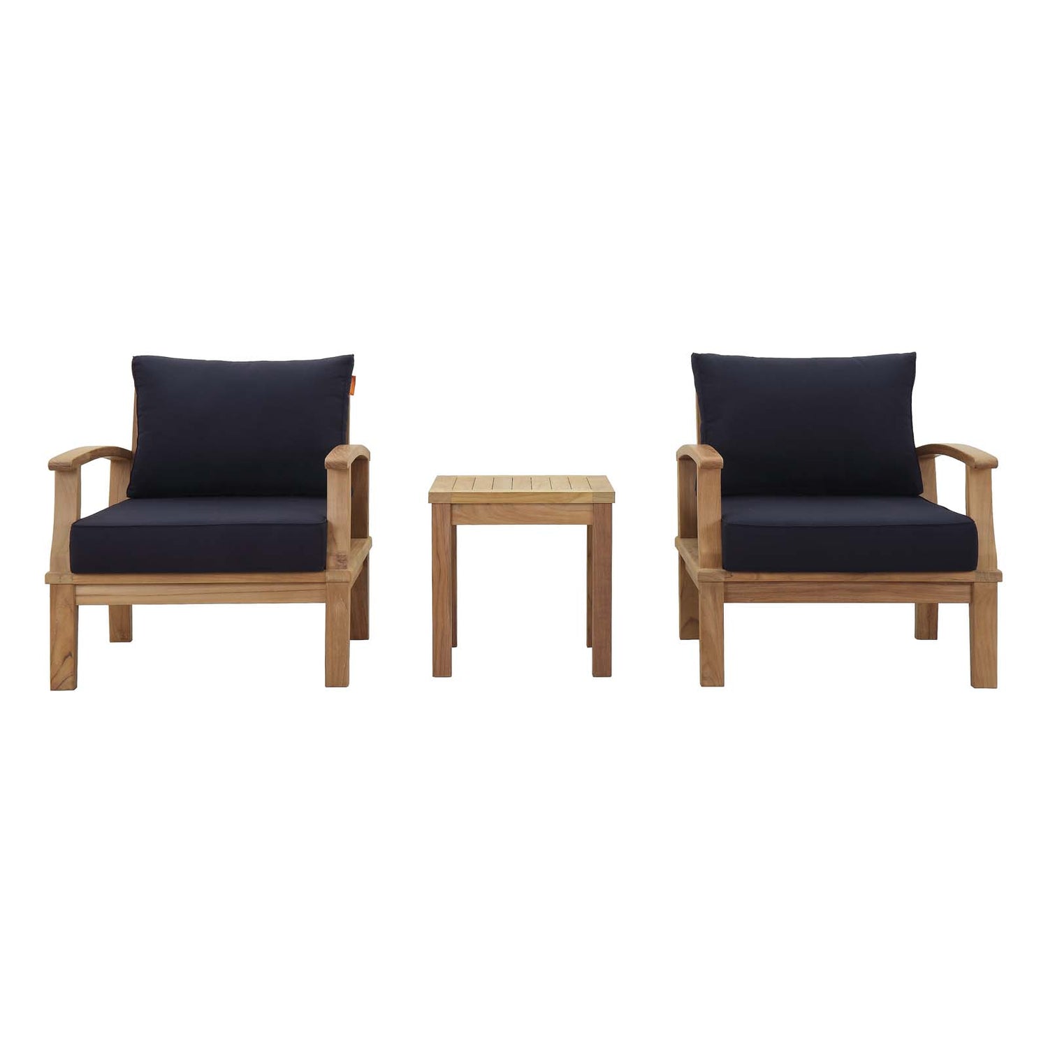 Marina 3 Piece Outdoor Patio Teak Set with Side Table - BUILDMYPLACE