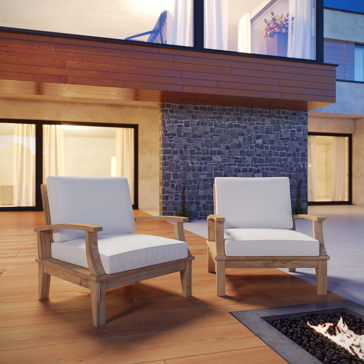 Marina 2 Piece Armchair Outdoor Patio Teak Set - BUILDMYPLACE