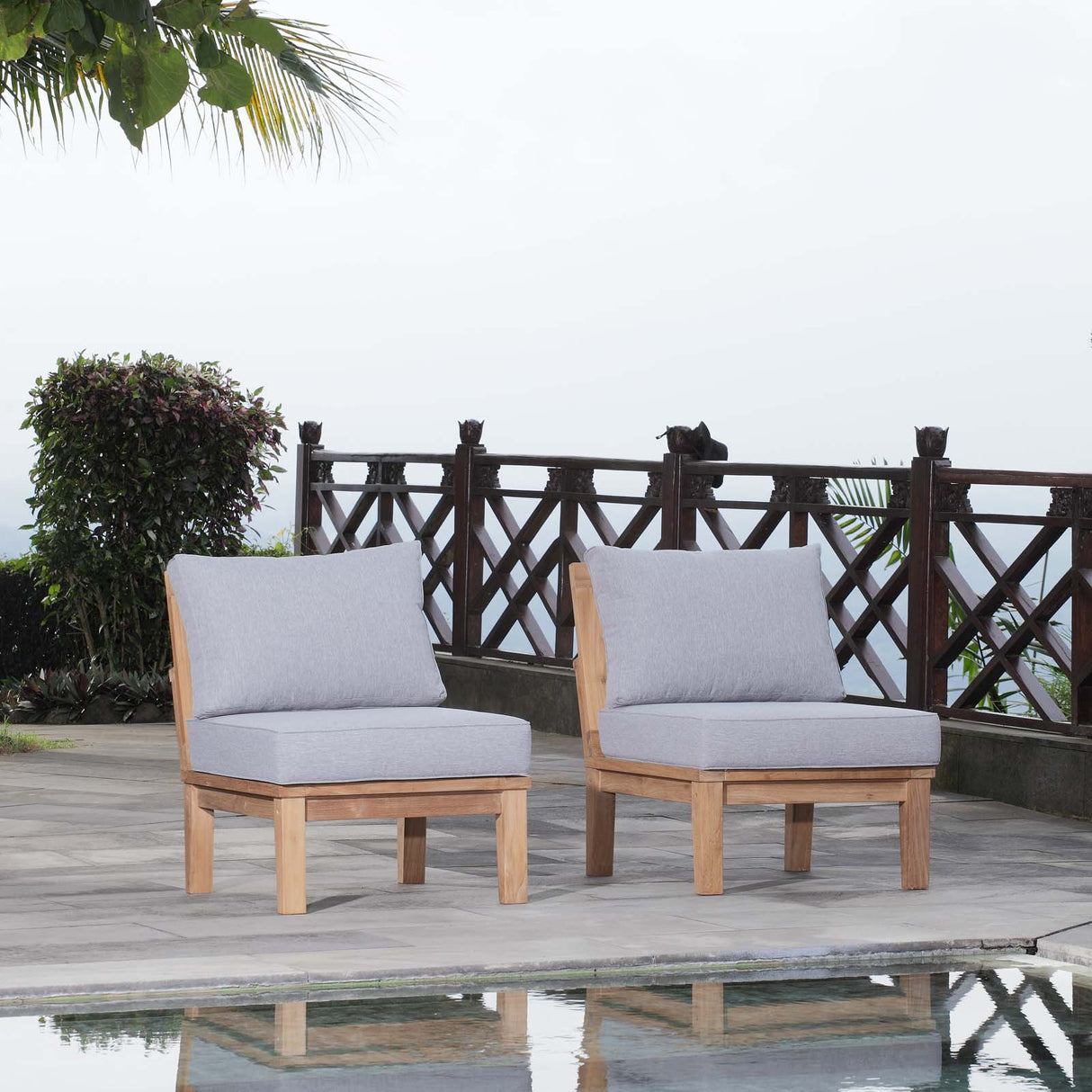 Marina 2 Piece W/ Middle Sofa Outdoor Patio Teak Set - BUILDMYPLACE