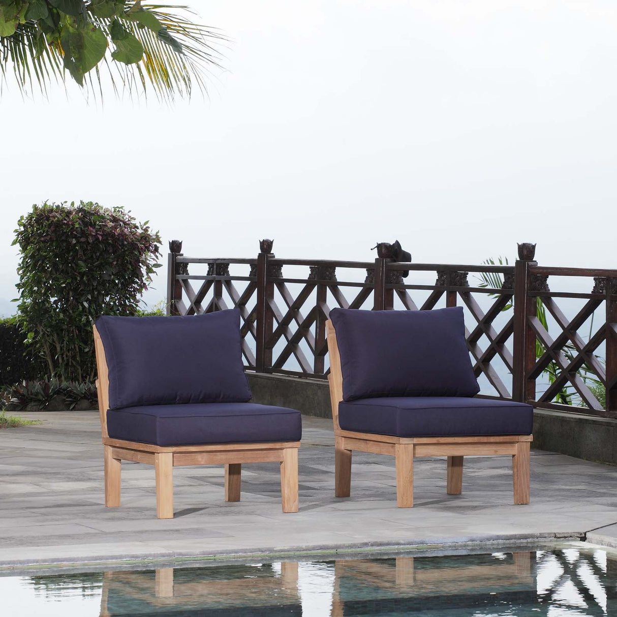 Marina 2 Piece W/ Middle Sofa Outdoor Patio Teak Set - BUILDMYPLACE