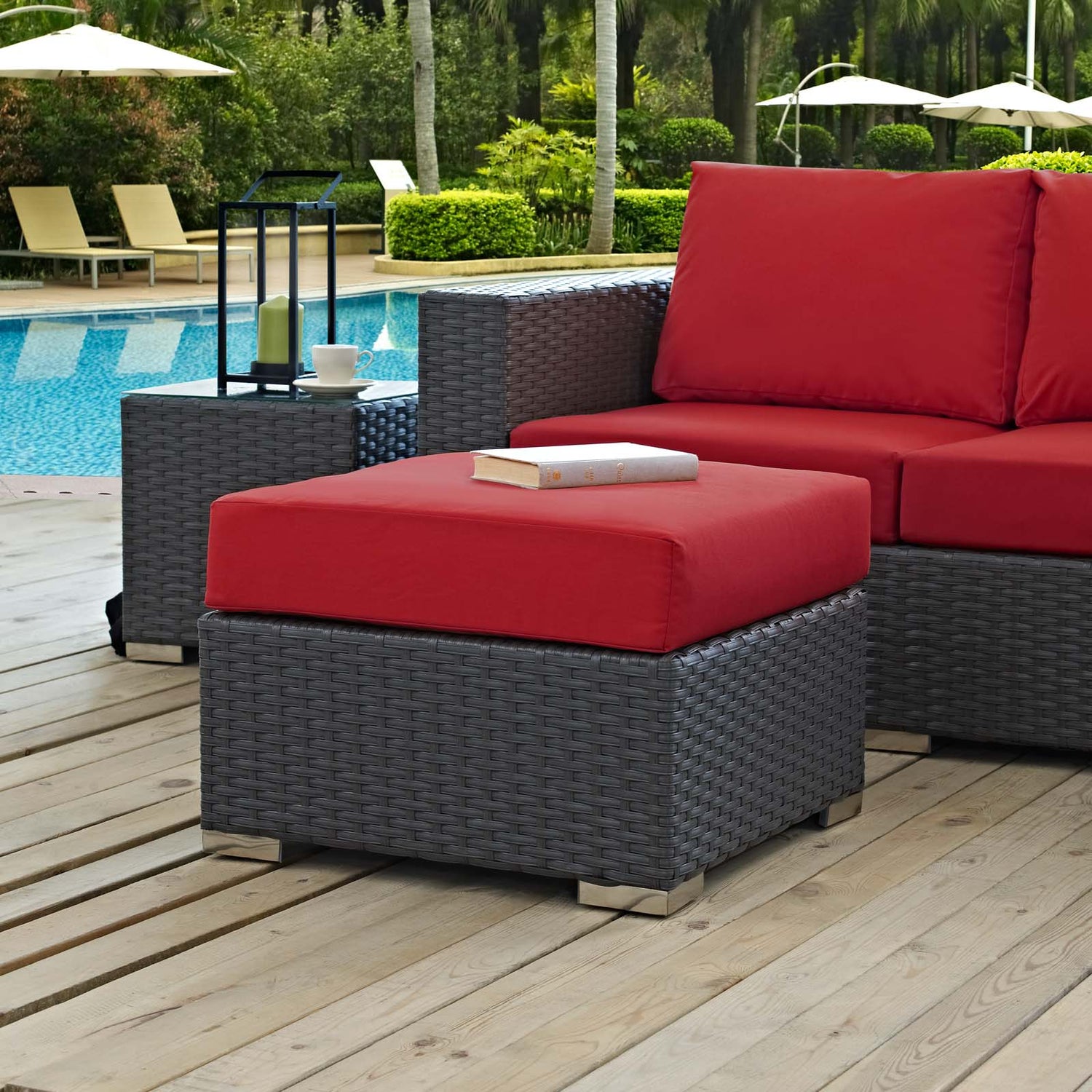 Sojourn Outdoor Patio Sunbrella Ottoman - BUILDMYPLACE