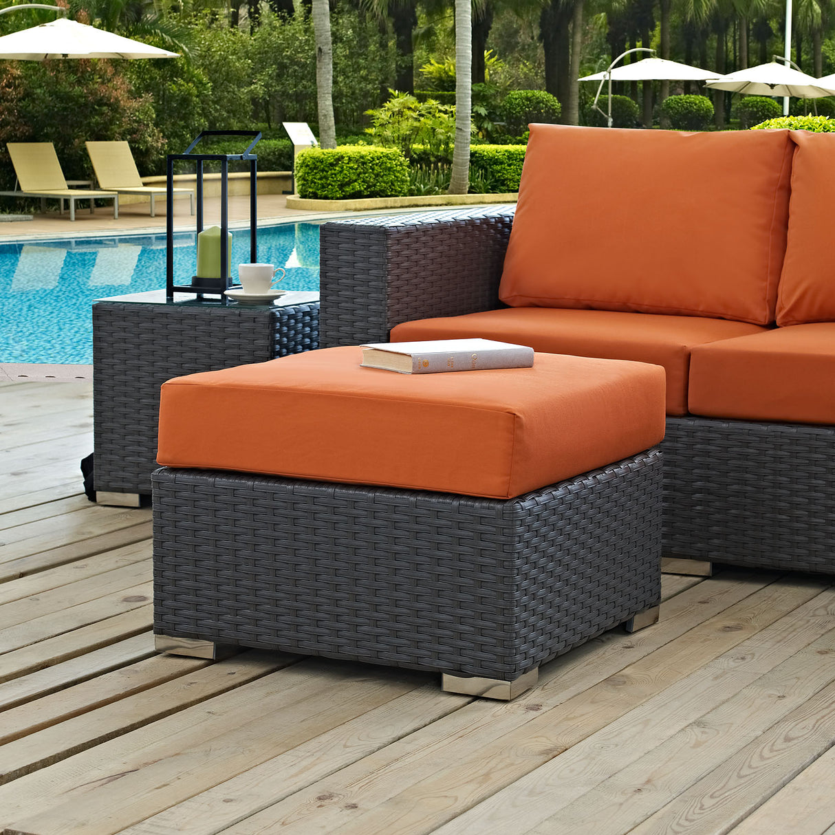 Sojourn Outdoor Patio Sunbrella Ottoman - BUILDMYPLACE