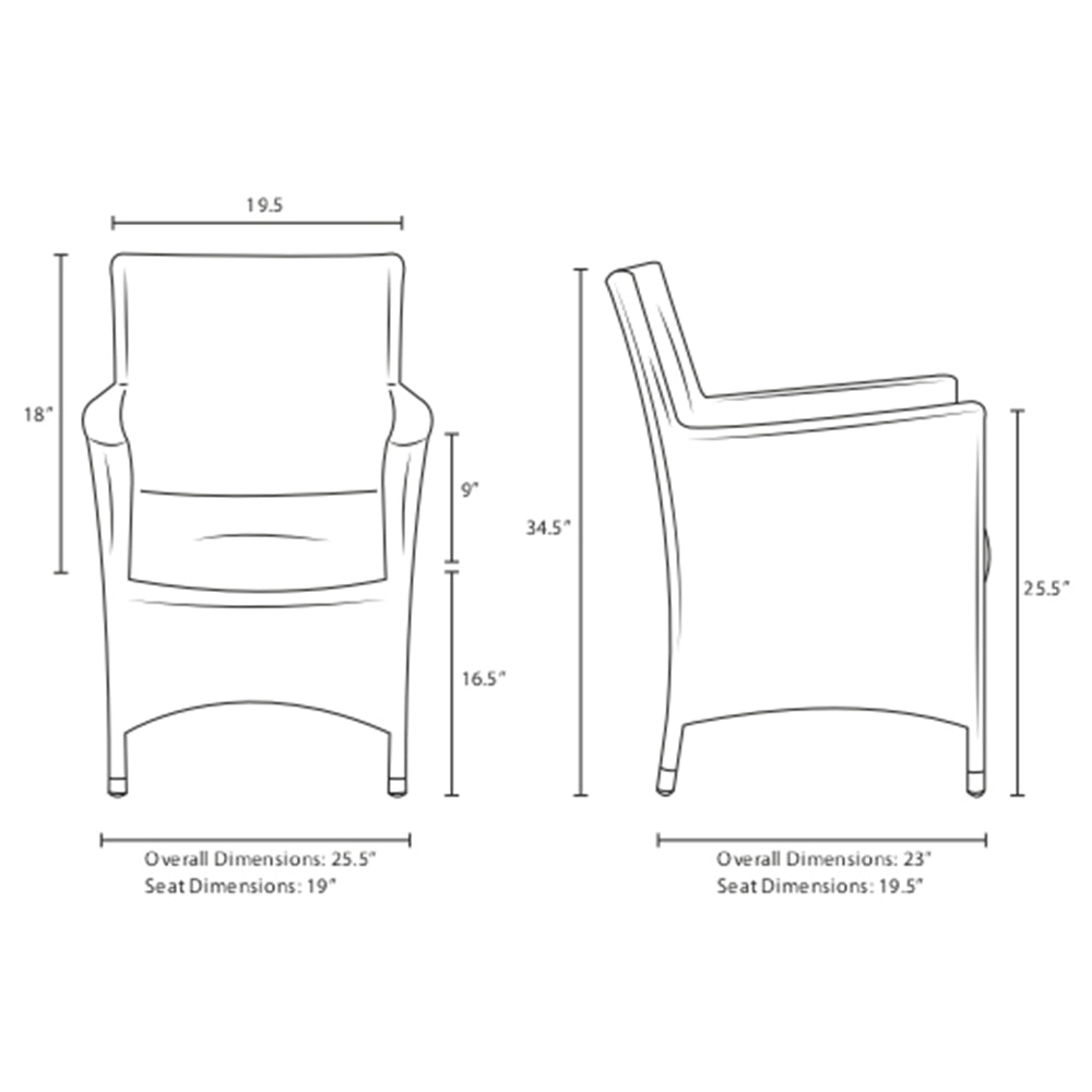 Sojourn Dining Outdoor Patio Sunbrella Armchair - BUILDMYPLACE