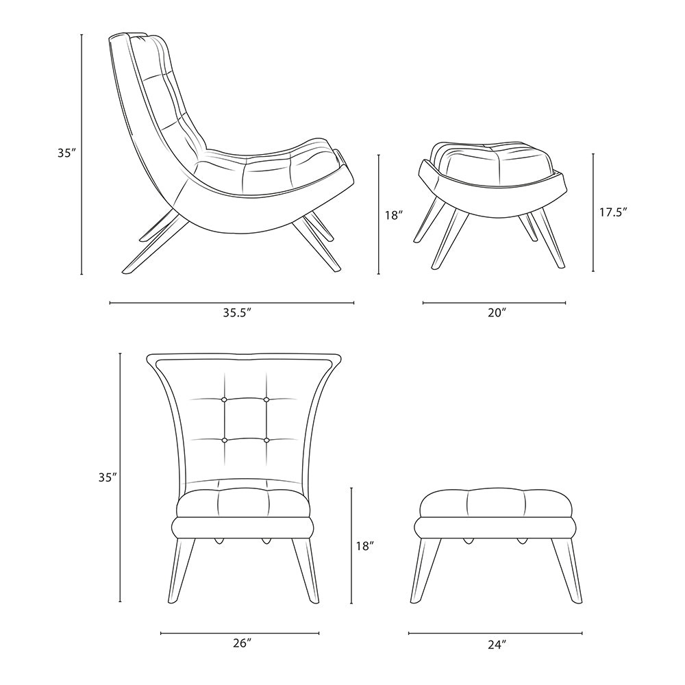 Modern Upholstered Ramp Fabric Lounge Chair Set - Chaise Lounge Chair - BUILDMYPLACE