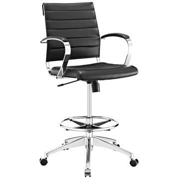 Flash Furniture Mid-Back Black Mesh Ergonomic Jive Drafting Chair With Adjustable Foot Ring And With Padded Armrest
