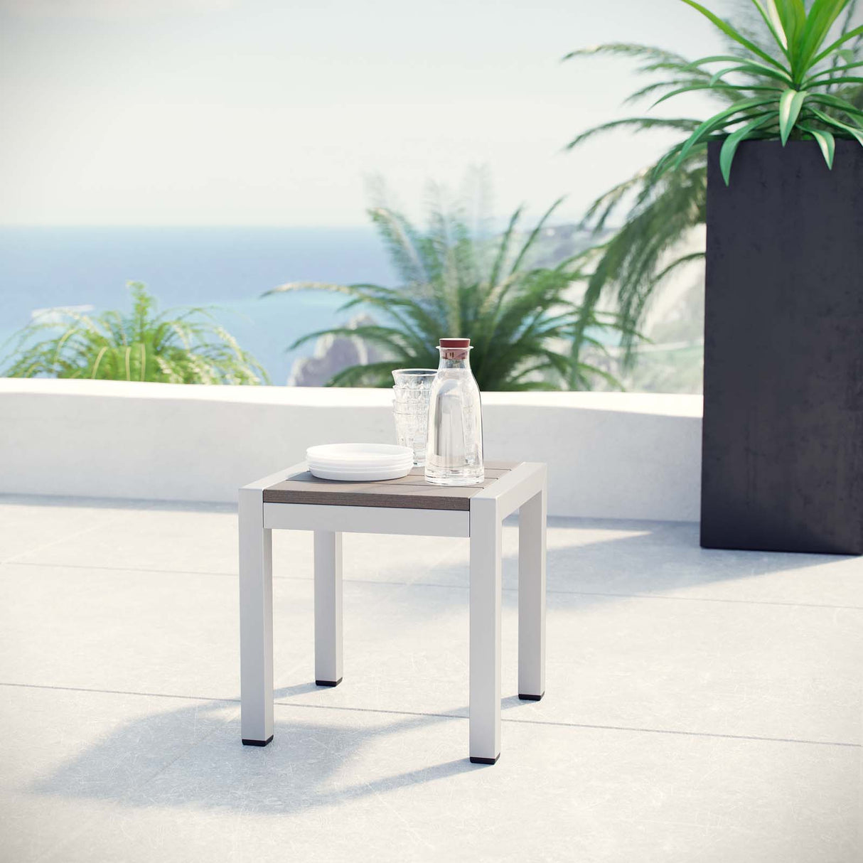 Shore Outdoor Patio Aluminum Side Table - BUILDMYPLACE