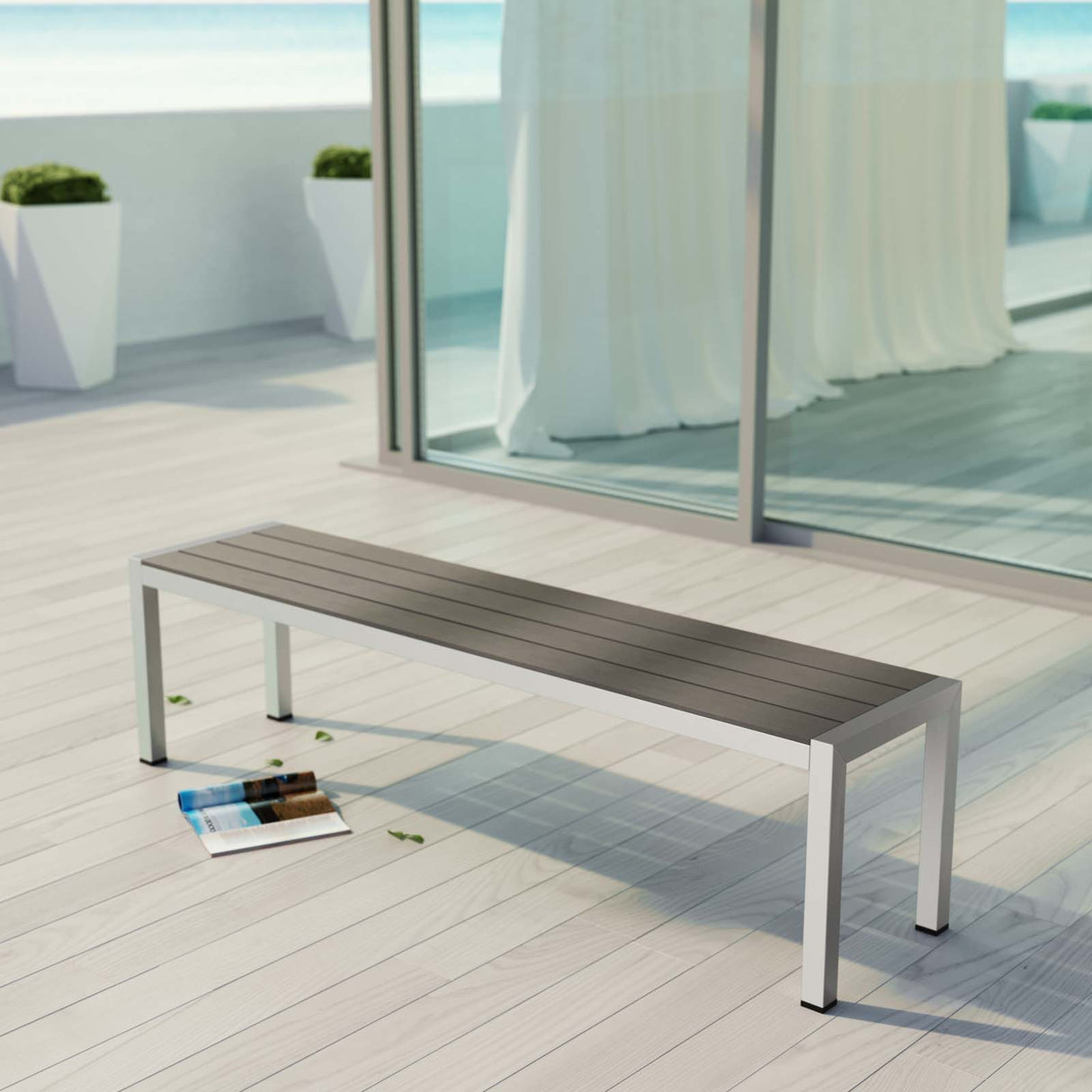 Shore Outdoor Patio Aluminum Bench - BUILDMYPLACE
