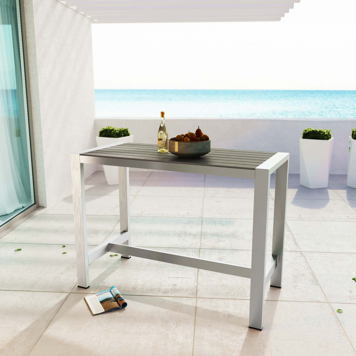 Shore Outdoor Patio Aluminum Rectangle Bar Table - BUILDMYPLACE