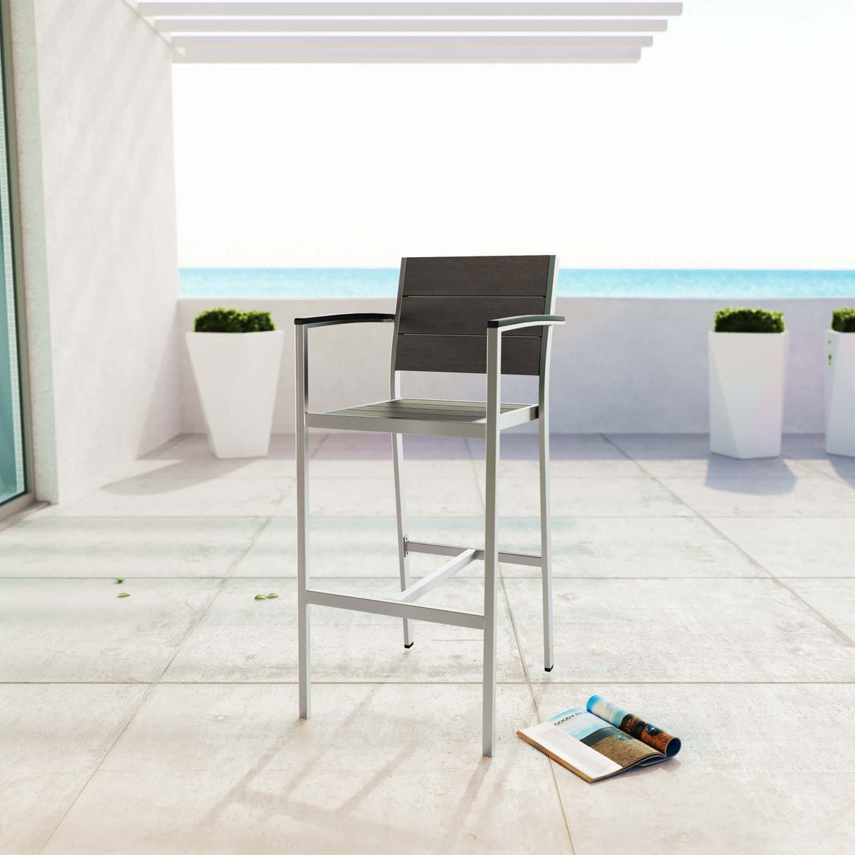 Shore Outdoor Patio Aluminum Bar Stool - BUILDMYPLACE