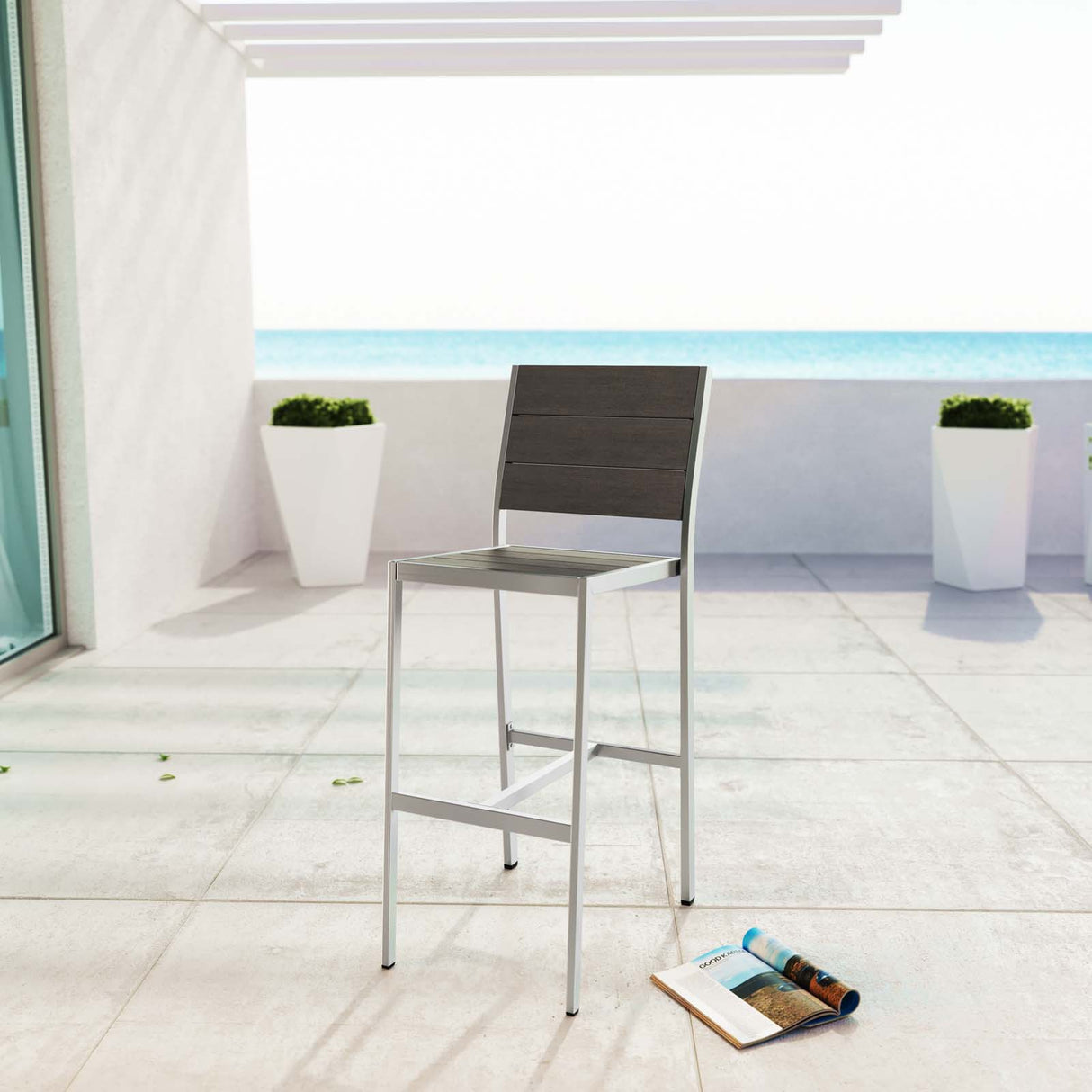 Shore Outdoor Patio Aluminum Armless Bar Stool - BUILDMYPLACE