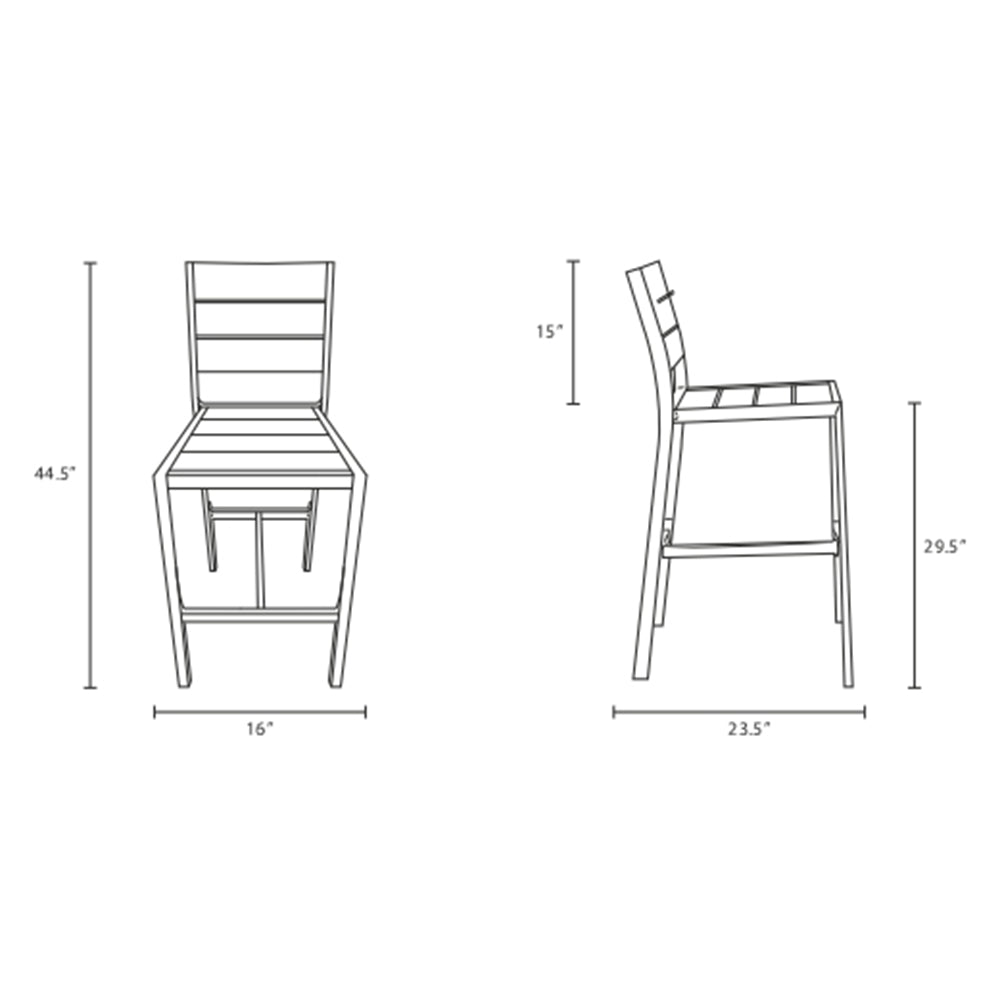 Shore Outdoor Patio Aluminum Armless Bar Stool - BUILDMYPLACE
