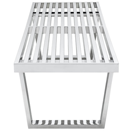 Mid - Century Modern Sauna Stainless Steel Bench - Bench Behind Sofa Living Room - BUILDMYPLACE