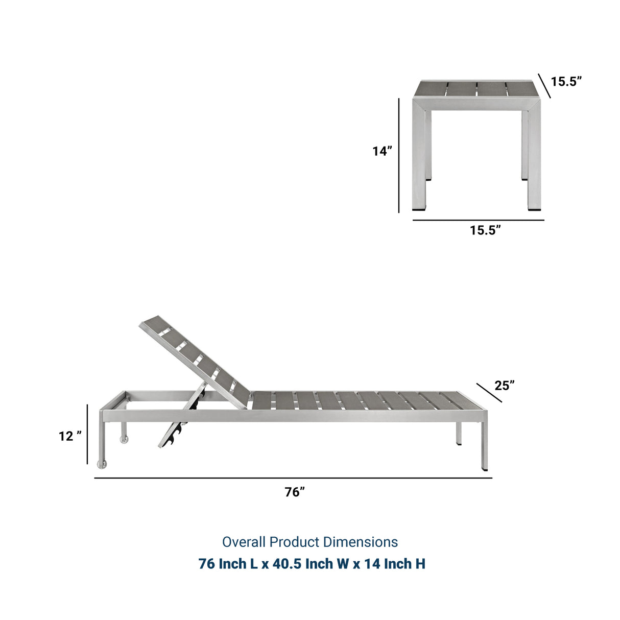Shore 2 Piece Outdoor Patio Aluminum Set - BUILDMYPLACE