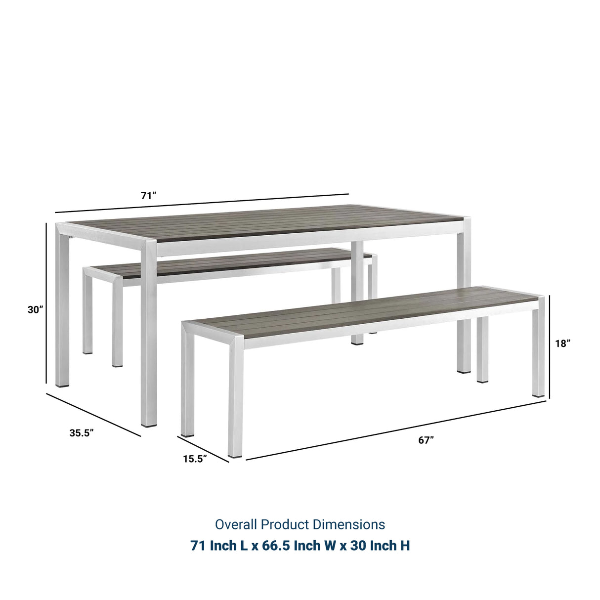 Shore 3 Piece Outdoor Patio Aluminum Dining Set - BUILDMYPLACE