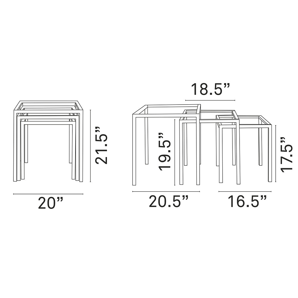 Modern Glass And Stainless Steel 3 - Piece Side Nimble Nesting Table - BUILDMYPLACE