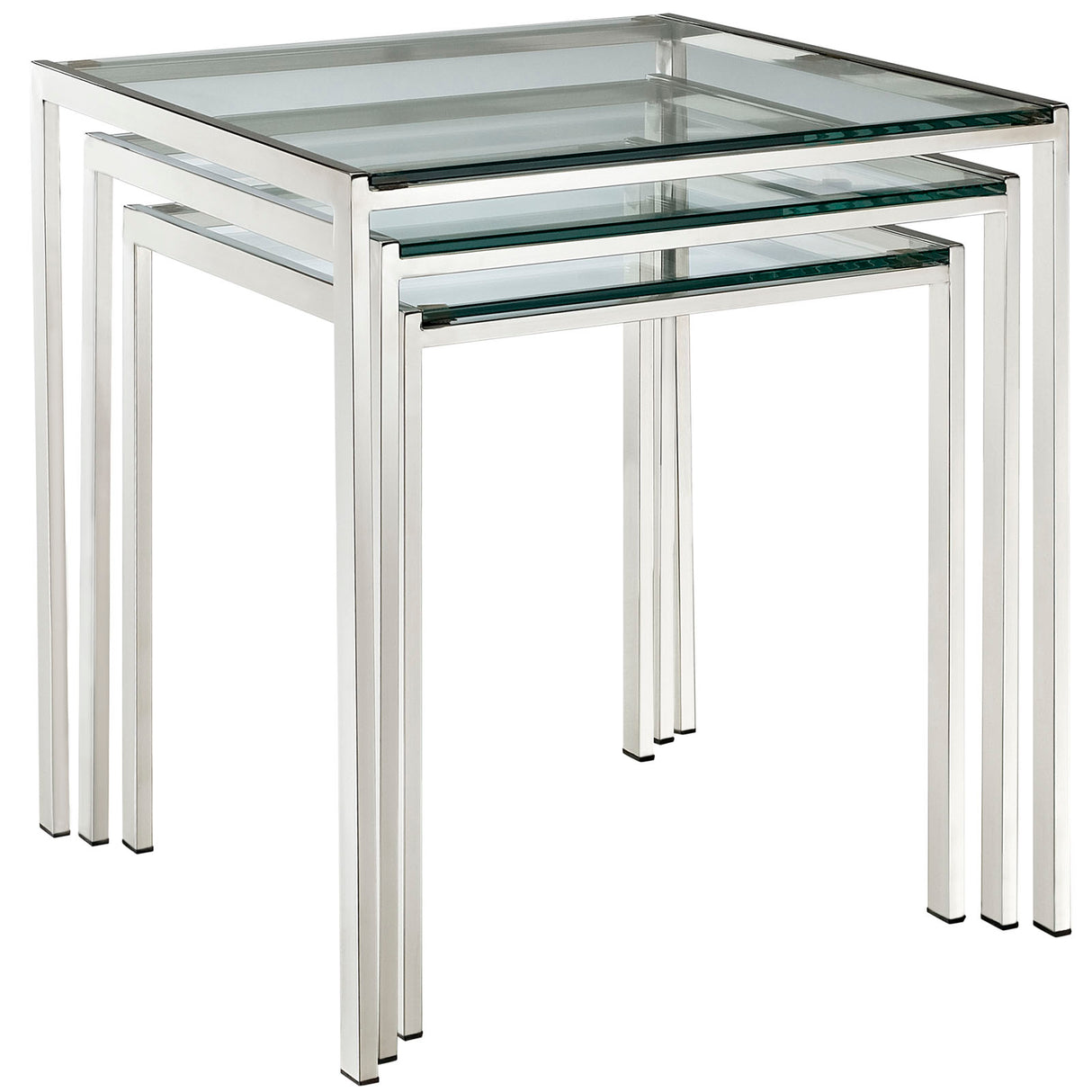 Modern Glass And Stainless Steel 3 - Piece Side Nimble Nesting Table - BUILDMYPLACE
