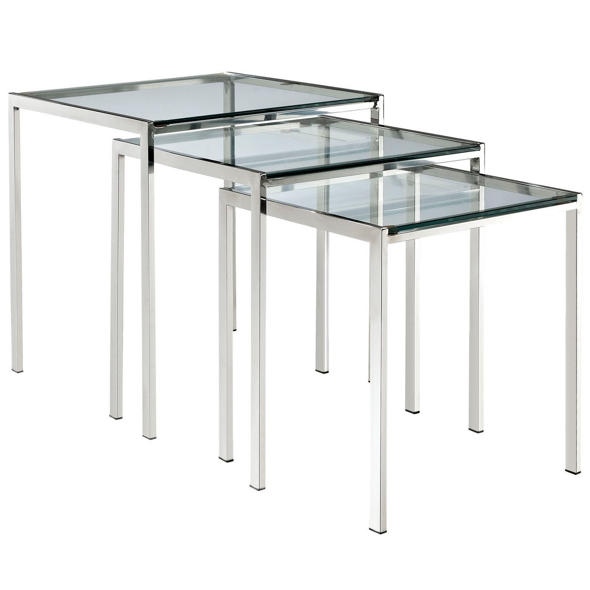 Modern Glass And Stainless Steel 3 - Piece Side Nimble Nesting Table - BUILDMYPLACE