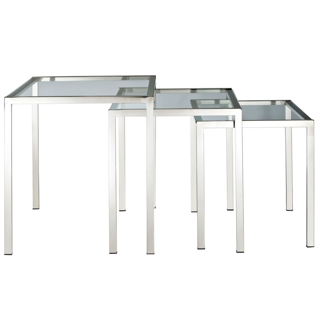 Modern Glass And Stainless Steel 3 - Piece Side Nimble Nesting Table - BUILDMYPLACE